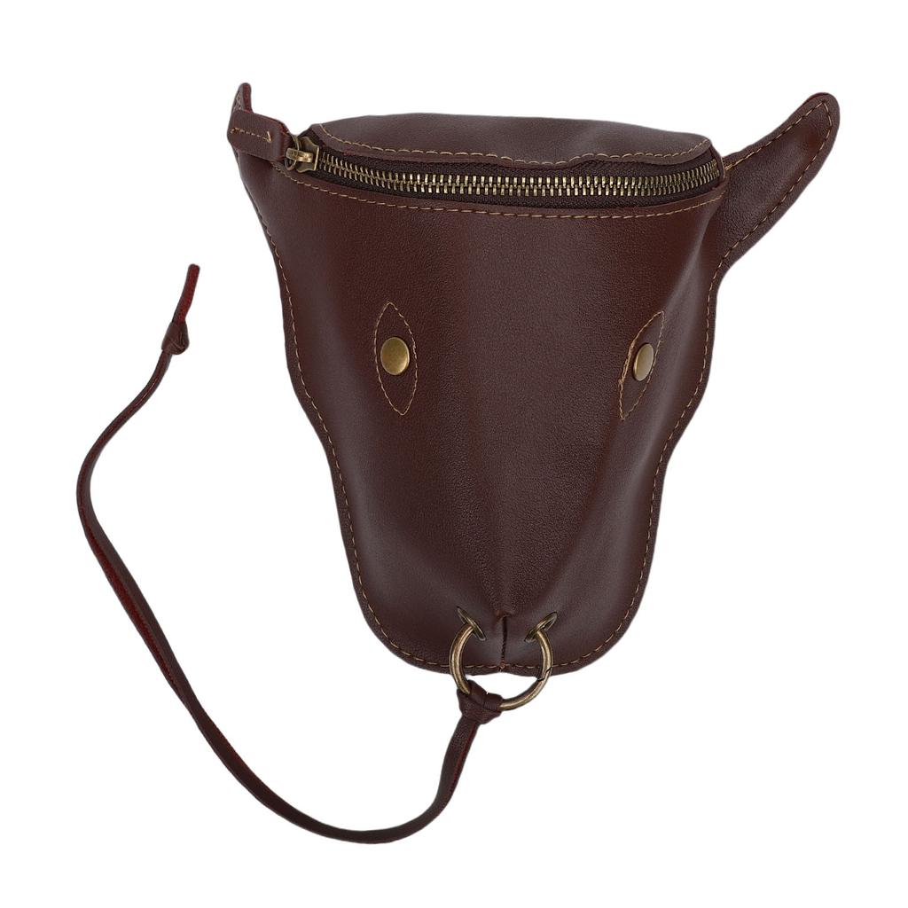 Men Waist Bag PU Leather Waist Belt Storage Bag for Outdoor Sports Travel Vintage Ox Head Brown