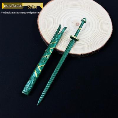 Mini Grüner Bambus Bienen Schwert Schlüsselanhänger – Antiker Stil Legierung Schatzmodell Ornament