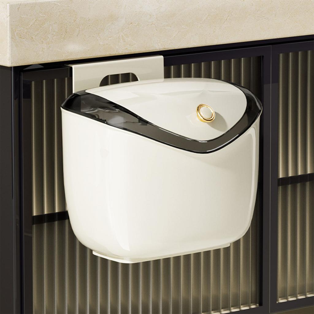 Hanging Small Trash Can Wall Mounted Punch Kitchen Compost Bin with Lid for Counter Top Under Sink Bathroom Living Room