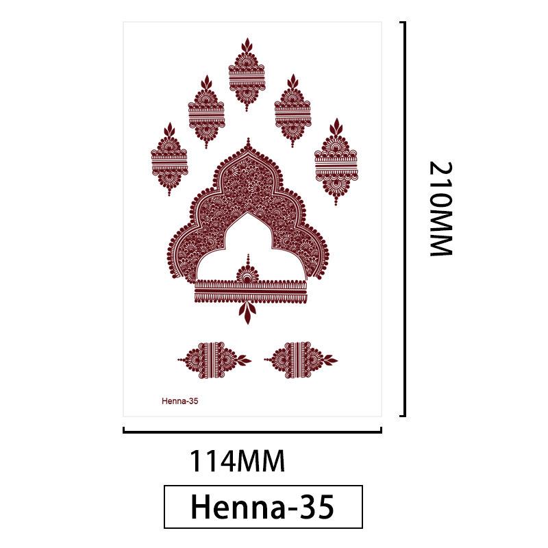 Lace Brown Waterproof Henna Flower Tattoo Stickers for Hands