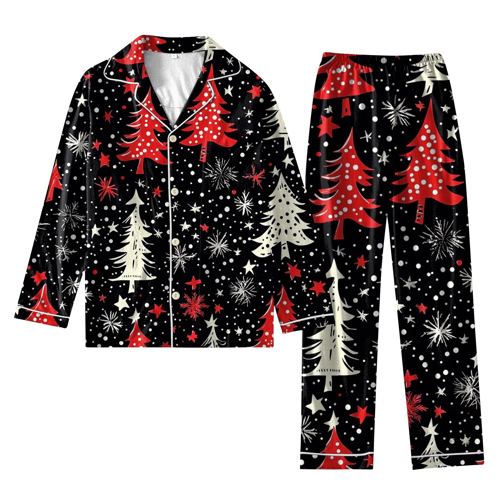 

Женский костюм из 2 предметов с принтом, топ на пуговицах с длинными рукавами, широкие брюки, комплект, пижамный домашний повседневный костюм XL арбуз красный