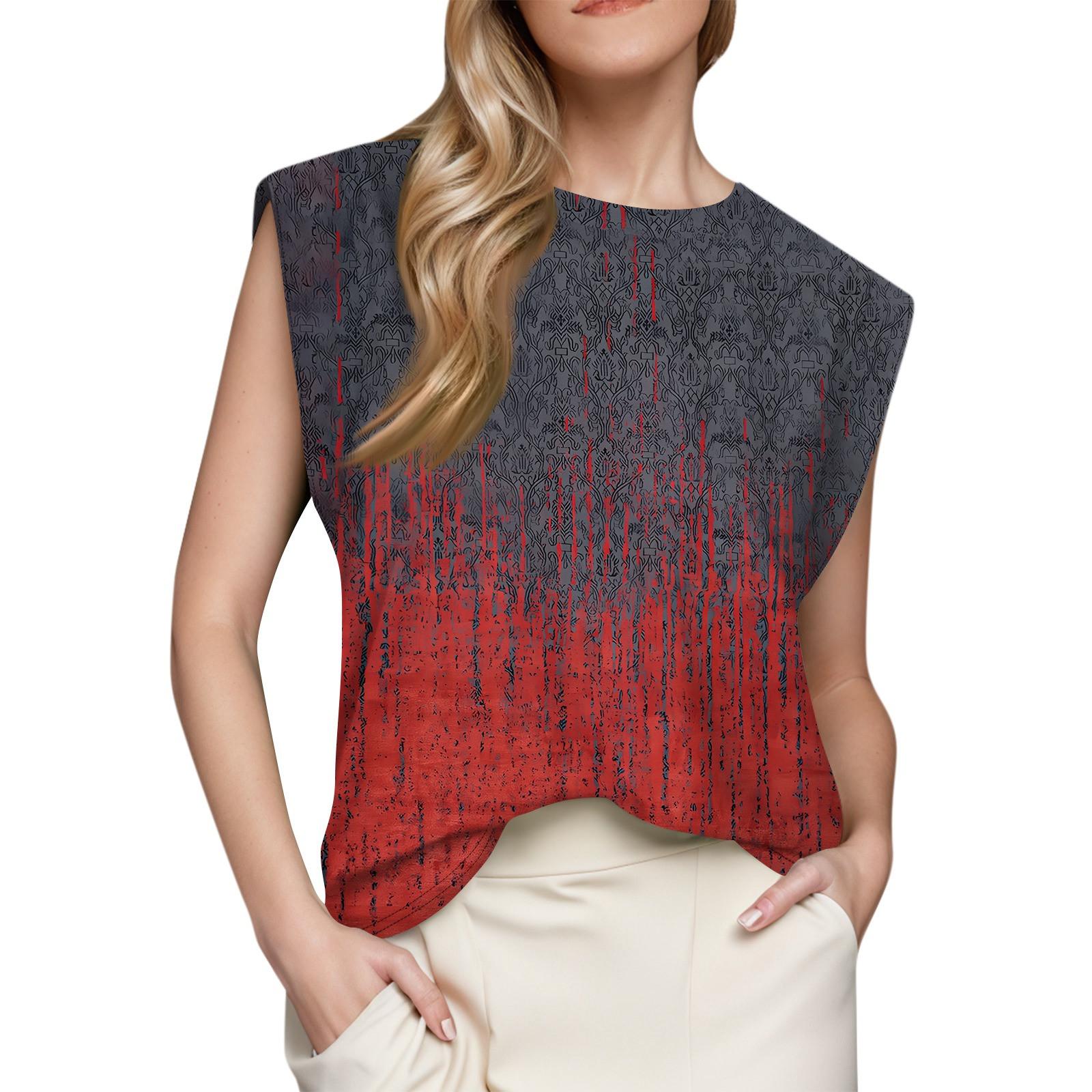 

Женский топ с короткими рукавами, летняя майка с принтом, базовая футболка, повседневная свободная одежда XL красный