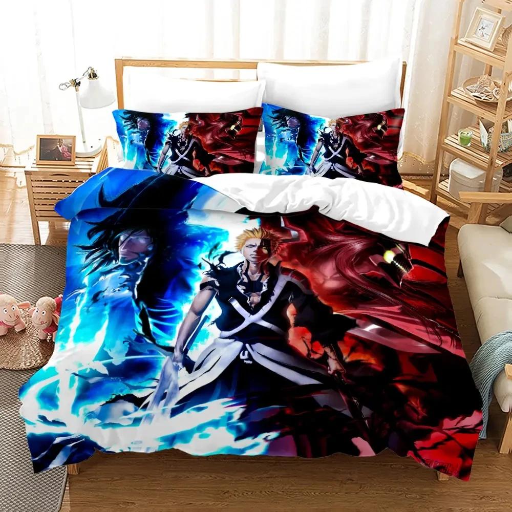 3D Anime Bleach Kurosaki Ichigo Duvet Cover Pillowcase Bedding Collection Double Twin Full Queen King Adult Kids Bedclothes Quilt Cover