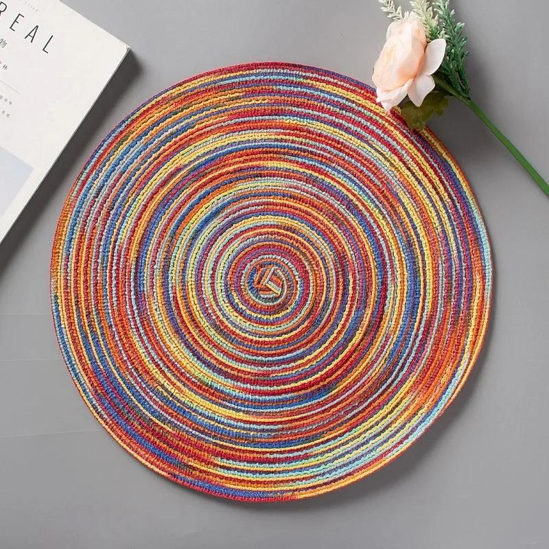 1 PC Placemats for Dining Table Linen cotton woven non-slip ironing placemat teacup mat Round plate mat flower mat kitchenware