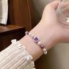 Elegant Manta Rose Purple Pearl Bracelet with Purple Cubic Zirconia - Luxury French Pull-String Design.