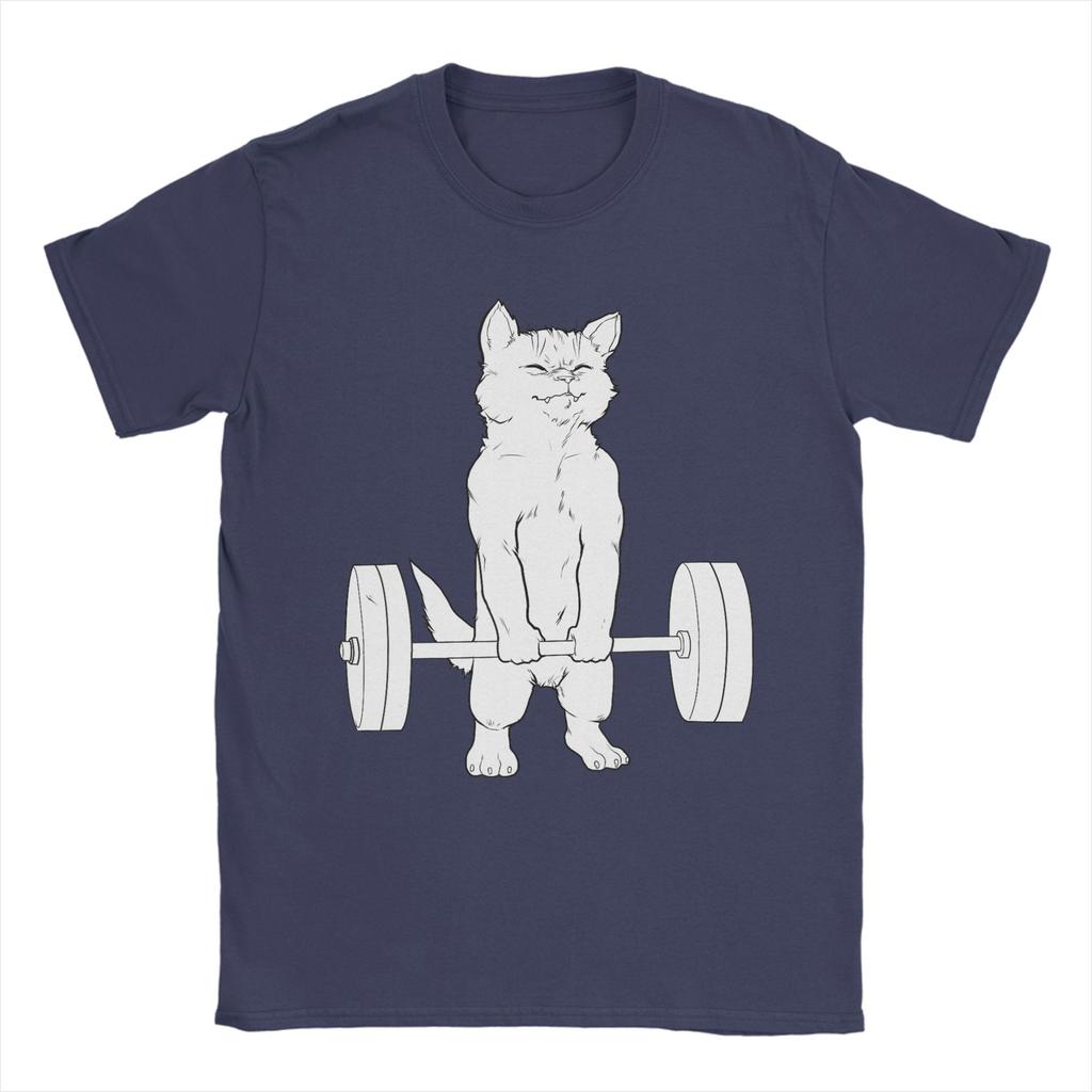 Cat Deadlift Powerlifting T Shirt Summer  Pure Cotton TShirts For Men Harajuku Casual Tee Shirt ShortSleeved Y2K Funny Tops