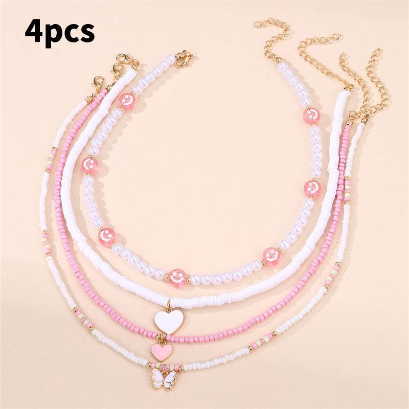 

Glass Bead Colorful Jewelry With Alloy Butterfly Charm For Daily Women Wear