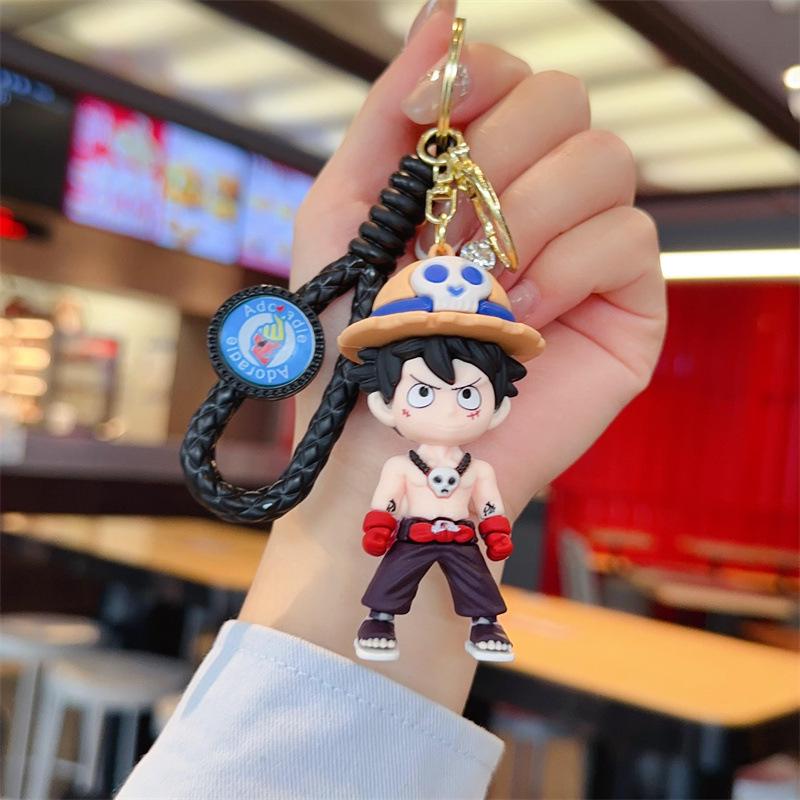 Cartoon One Piece Keychain: PVC Figurine Charm for Bags & Cars, Cute Gift