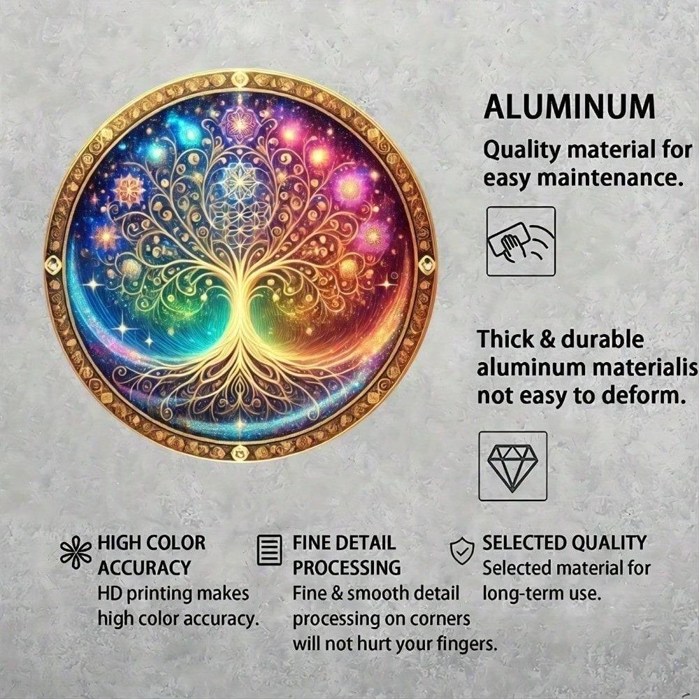 Tin Tree of Life Metal Wall Art 8 Inch Round Mandala Boho Decor