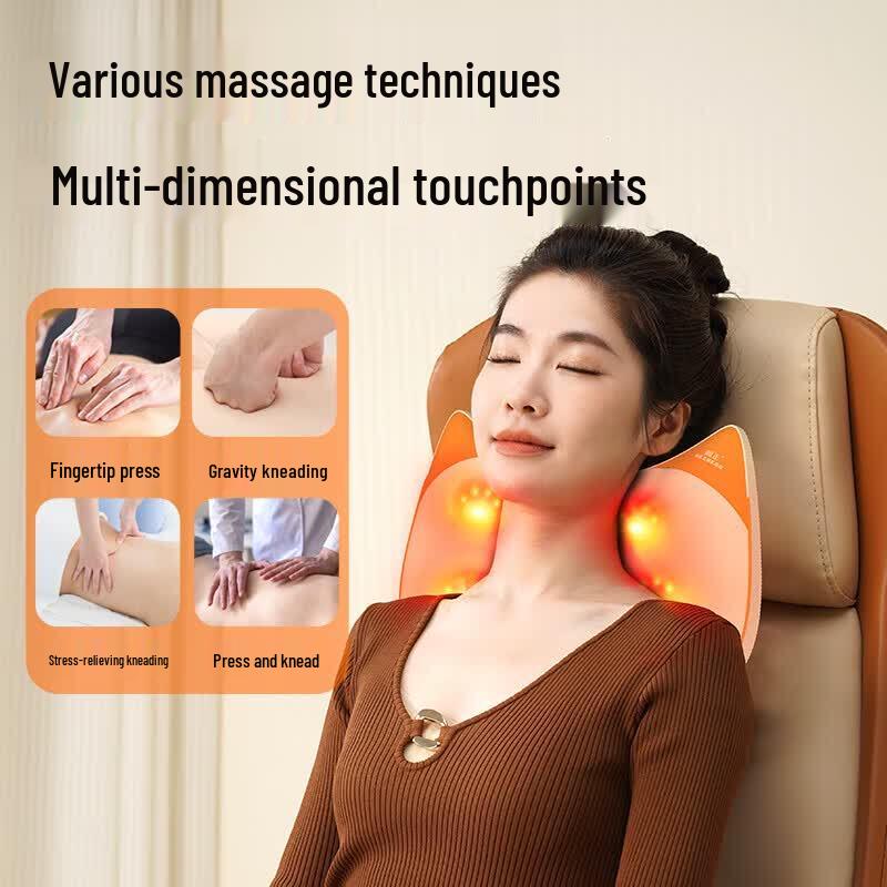 HEZHENG Cat Ear Kneading & Heat Massage Pillow CN Plug (adapter Included)