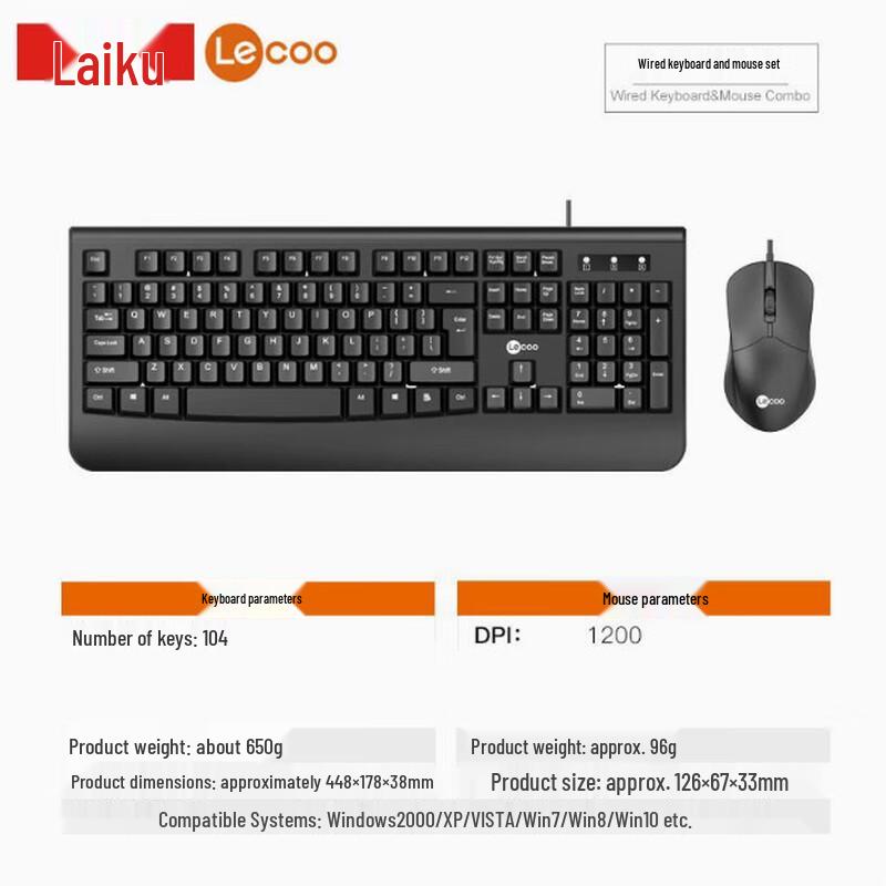 Lenovo Laiku Wired Keyboard and Mouse Combo