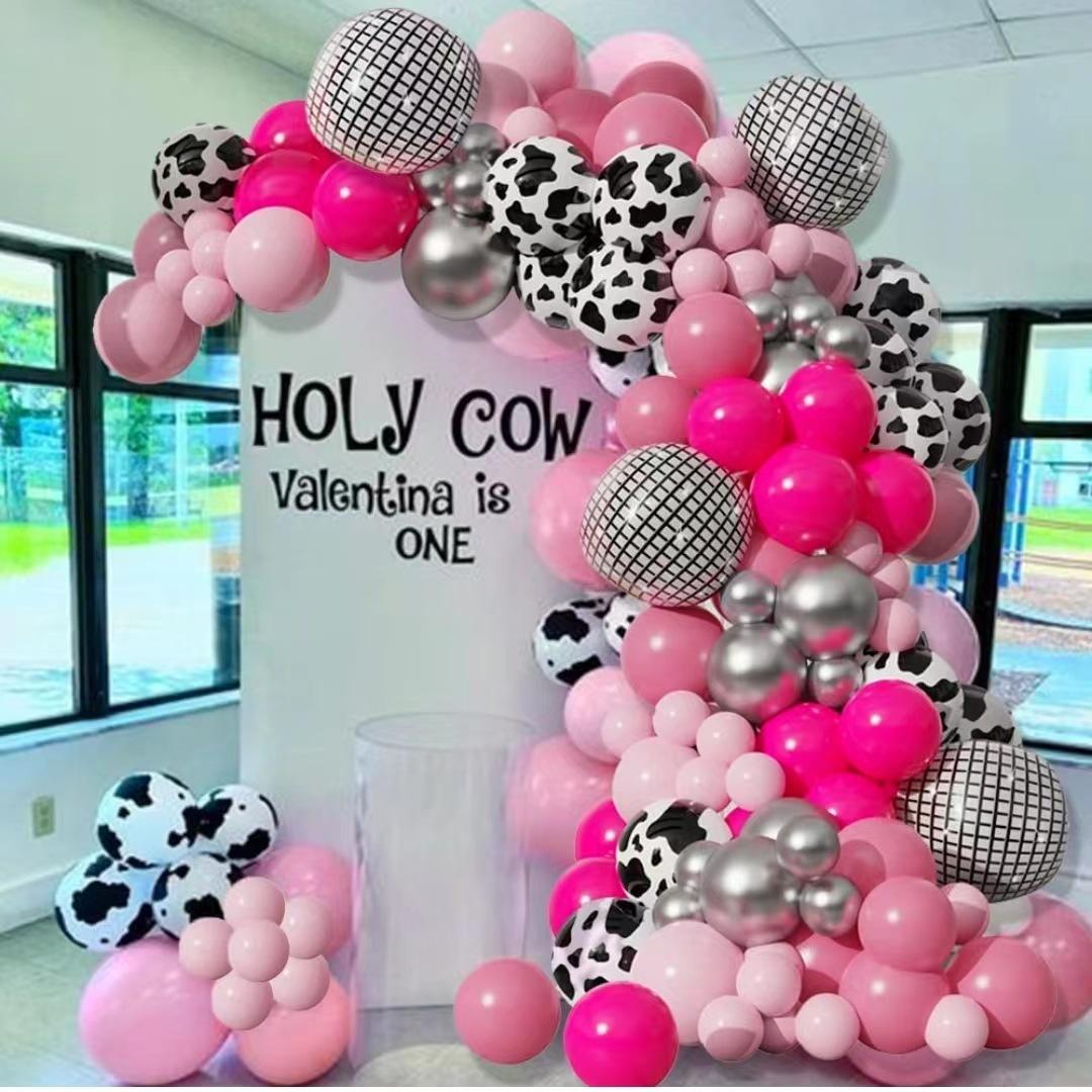 

Denim Pink Balloon Arched Wreath Set, Peach Silver Cow, Print Farmer Set as shown