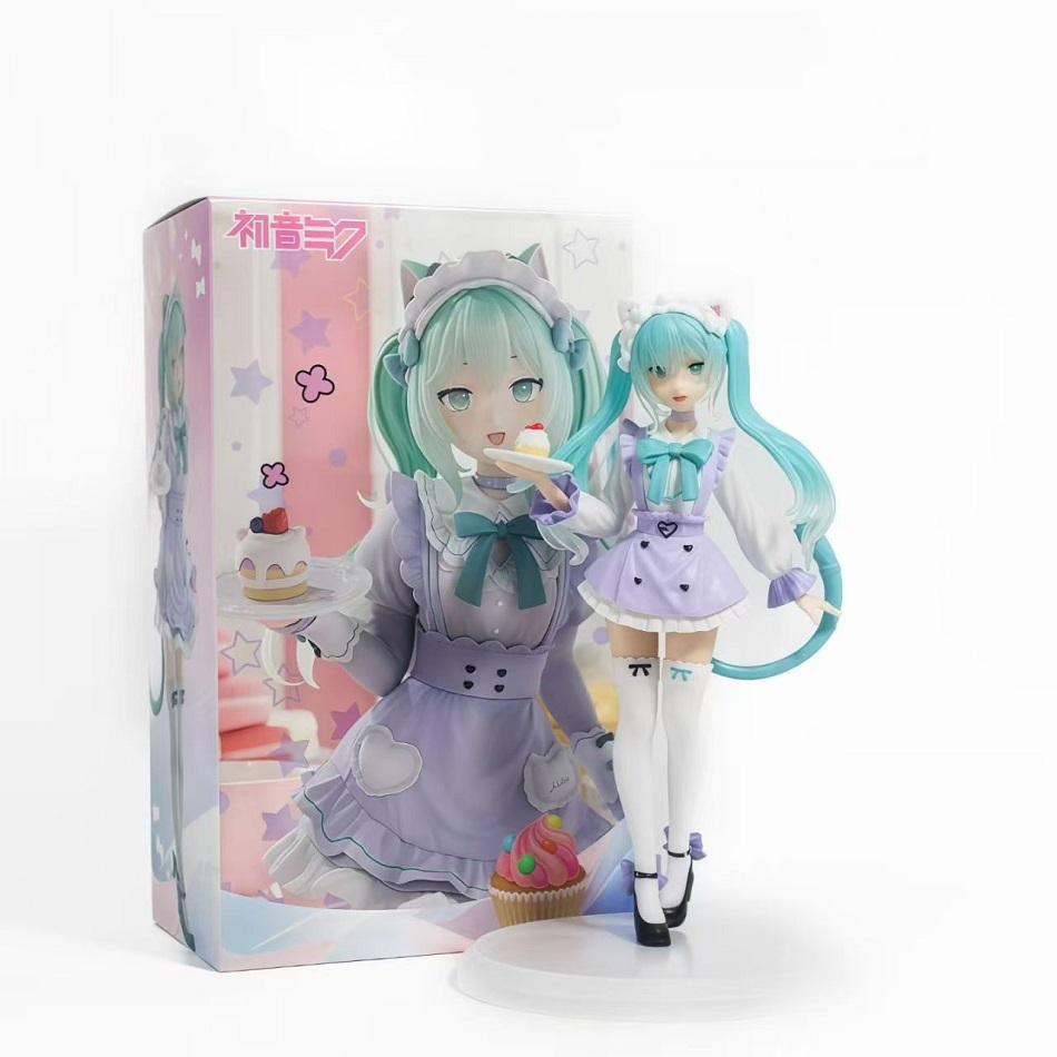 

19Cm Fantasy Hatsune Miku Anime Figure Kawaii Pvc Model Action Figurals Cat Ear Maid Hatsune Miku Collect Ornaments Toys Gifts