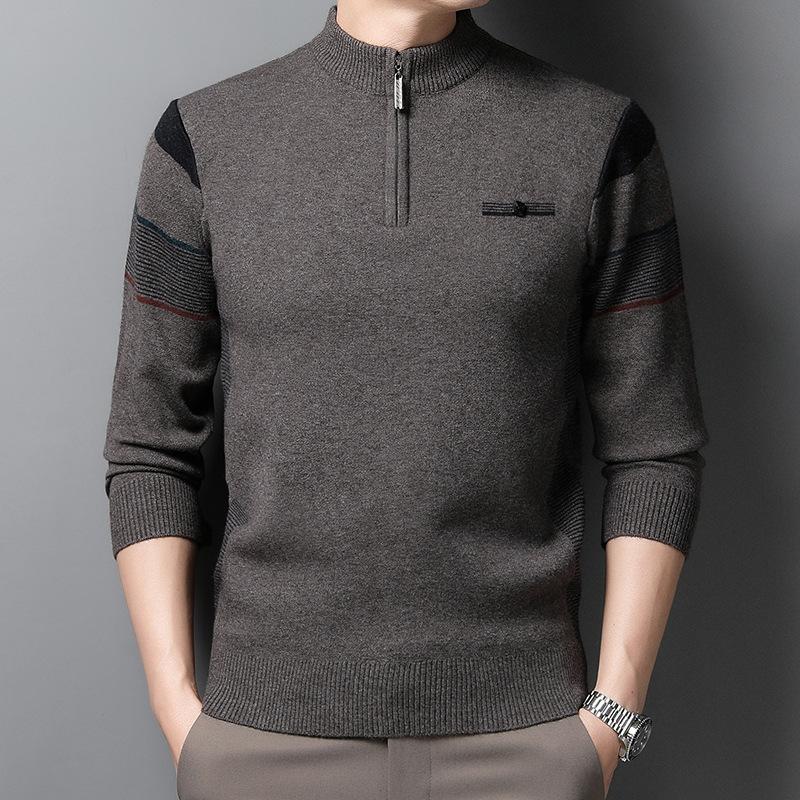 

Новые зимние мужские топы с воротником-стойкой и застежкой-молнией, мужской толстый жаккардовый свитер 4XL