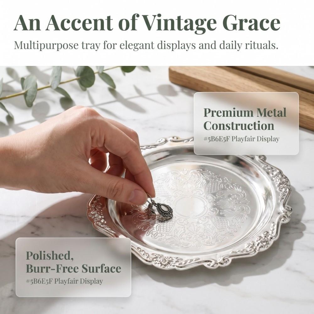 2pcs 4 Inch Diameter Metal Serving Plate Golden Color Round Food Tray Dessert Cake Dish  For Wedding