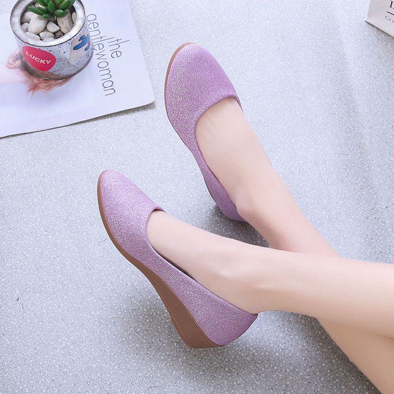 

Одиночные туфли женские летние новые стильные женские рабочие туфли на среднем каблуке с неглубоким носком 36 фиолетовый