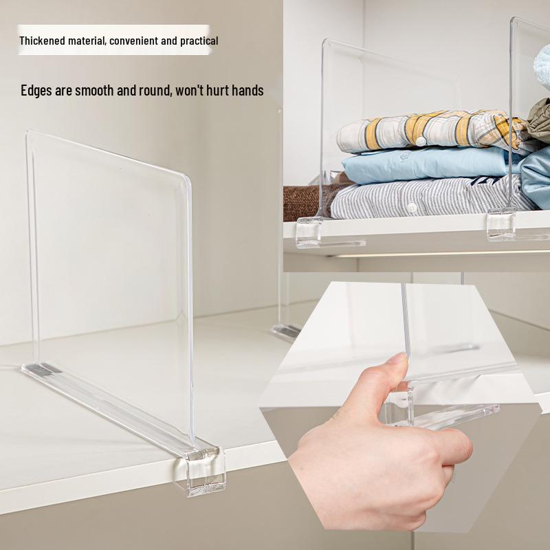 Transparent Acrylic Clothing Divider Shelf - Garment Storage Partition