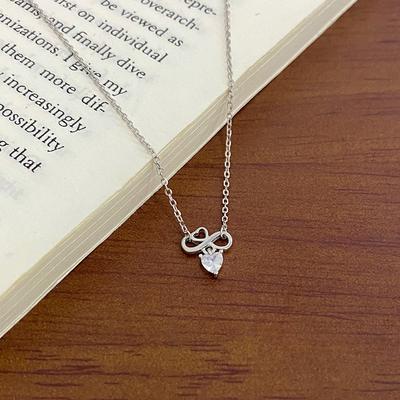 Irregular Bow Heart Necklace Women's Fashionable Temperament Fashion Collar Chain