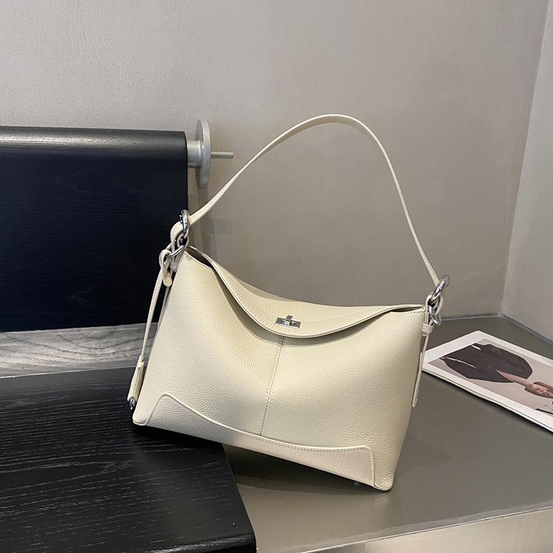 Retro Large-capacity Genuine Leather Crossbody Underarm Bag Fashionable Cowhide Single-shoulder Women's Bag