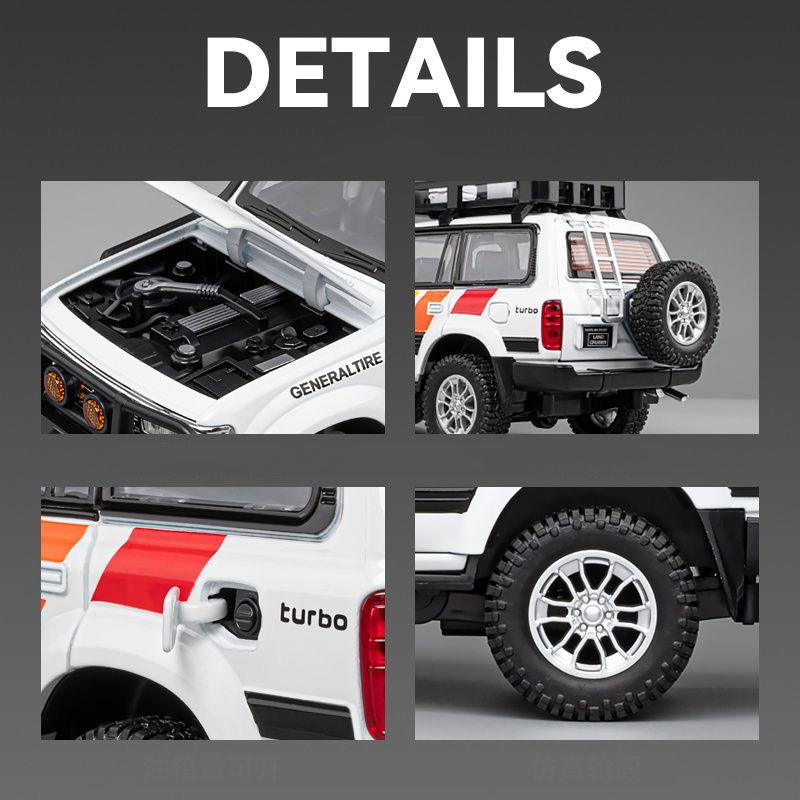 1/24 TOYOTA Land Cruiser LC80 SUV Alloy Miniature Car Diecast Metal Scale Car Model Sound and Light Children Toy Collection Vehicle