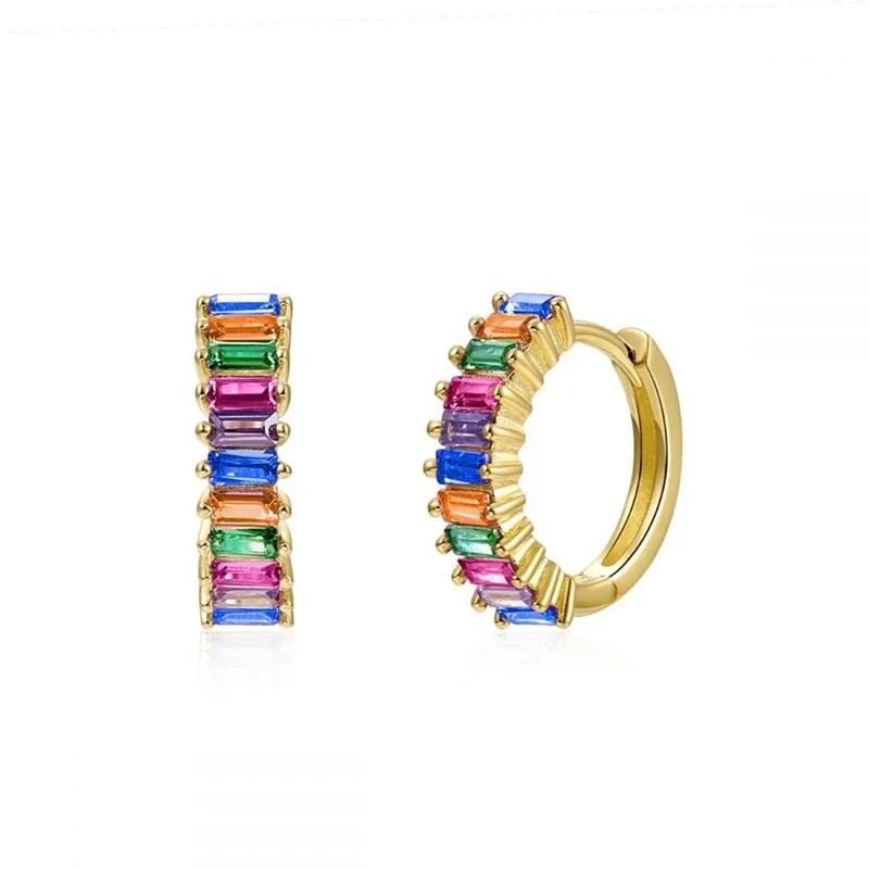 CRMYA Copper Gold Plated Earring Set For Women Color CZ Zircon Piercing Clip Hoop Dangle Earrings For Women Jewelry Wholesale