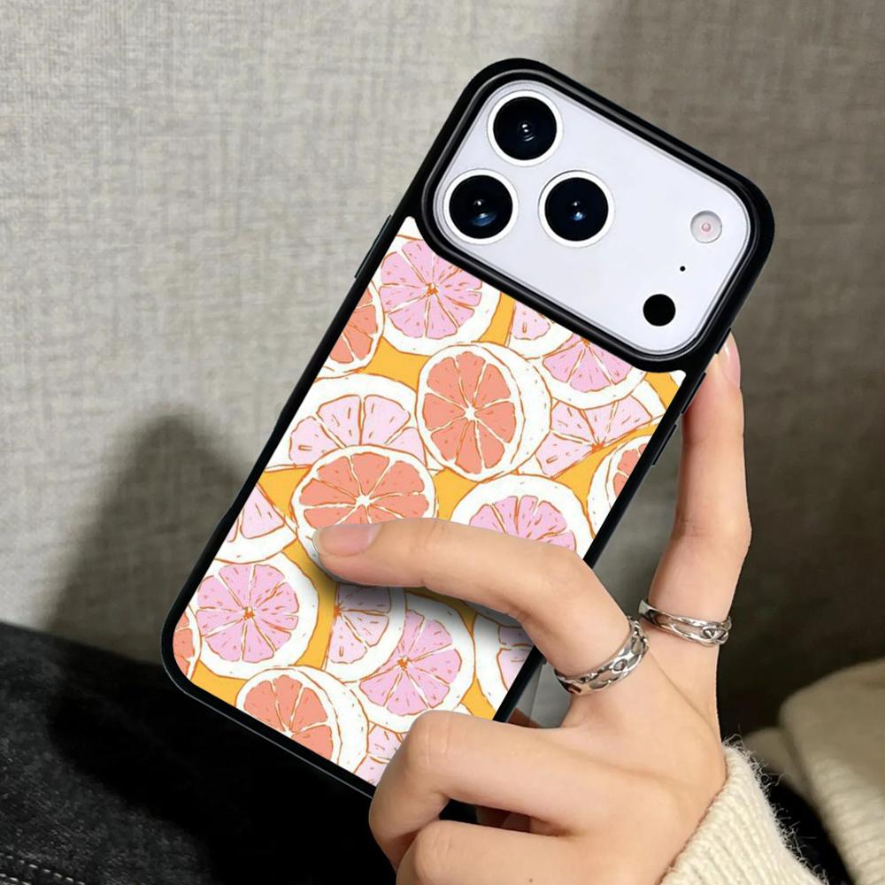 Capa Case for iPhone 17 Air 16 Pro Max 15 Plus 11 13 Mini 14 12 Back Phone Cover Orange Pattern