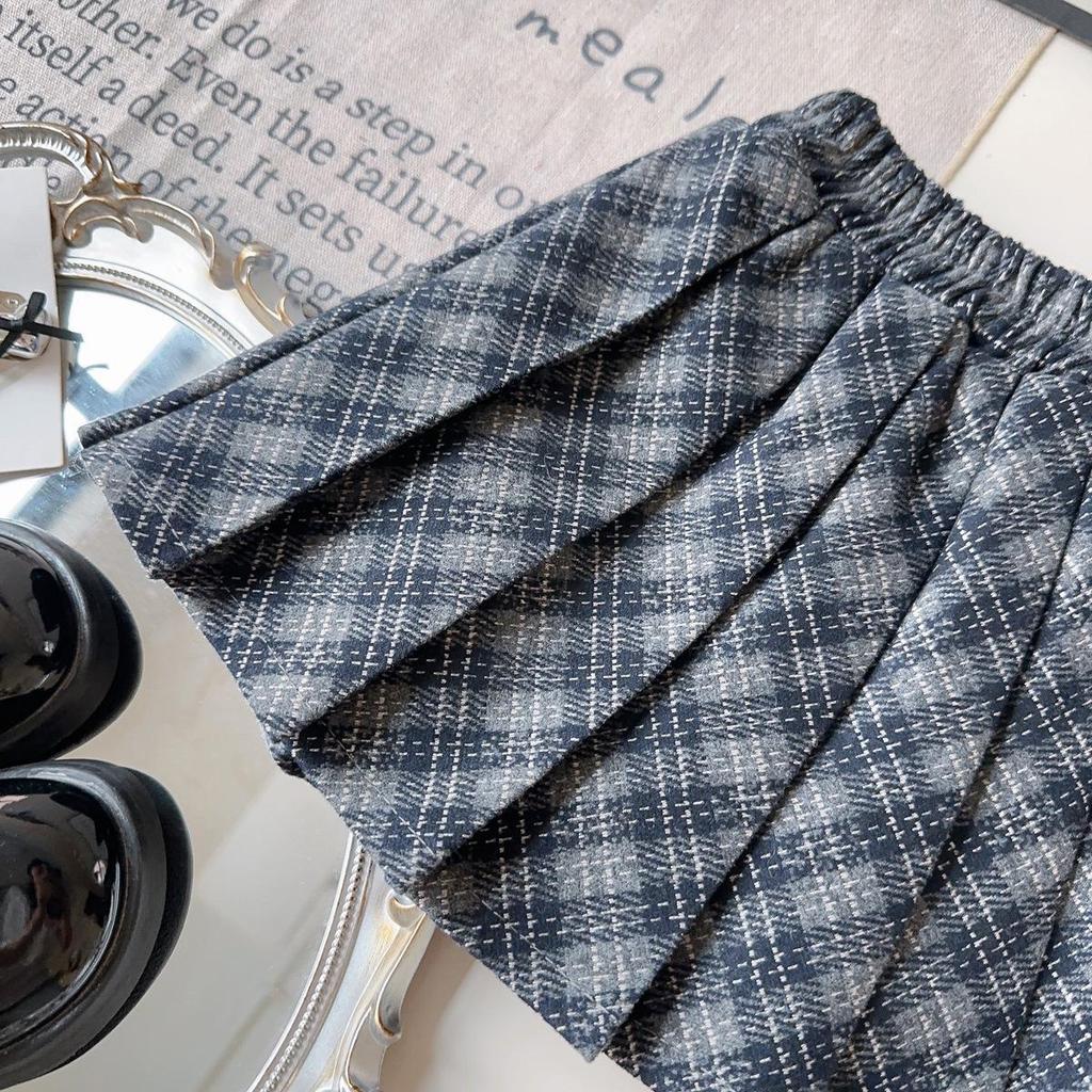 Stilvolles Mädchen Winter-Fellweste & Faltenrock Set