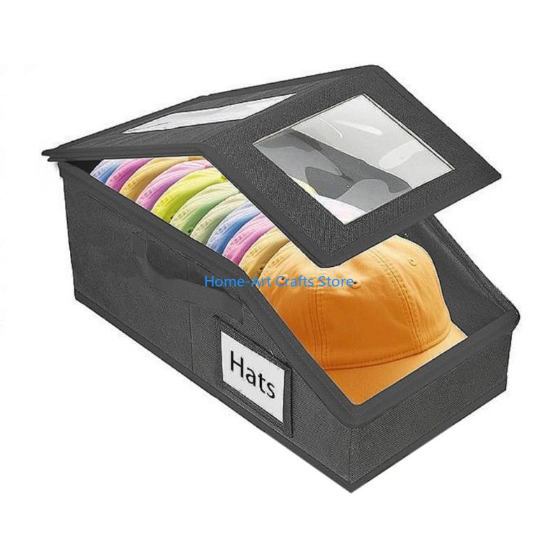 

Y3NA Nonwoven Fabric Cap Spacious Storage Box Transparent Panel for Home Closet чорний