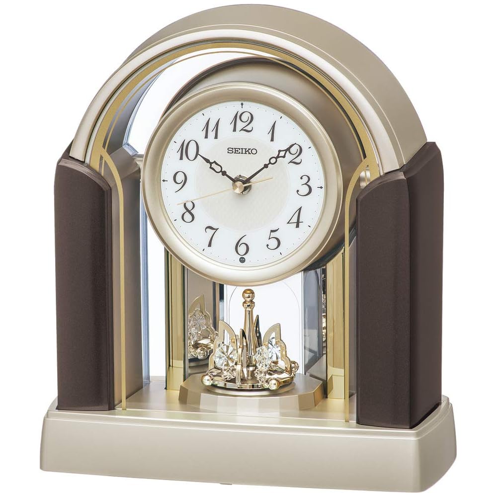 Seiko Clock Radio Controlled Table Clock, Brown Metallic, 281x250x126mm, BY244G