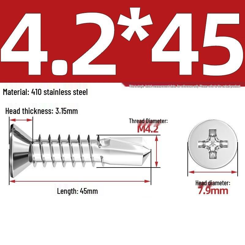 410 Stainless Steel Self-Drilling Flat Head Cross Countersunk Swallowtail Screws