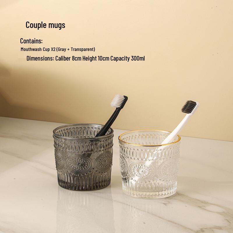 YIXI Sunflower Couple Glass Mouthwash Cup Set