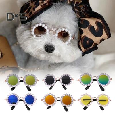 Haustierbrille, Kunstperlen-Sonnenbrille für Haustiere, Dekoration, Haustier-Cosplay-Anziehaccessoire, Katzen-/Hundeparty-Kostüm-Requisite