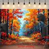 2D Flat Printing, 1 Autumn Forest Scene Leaf, Charming Background, Digital Painting Canvas setDJH