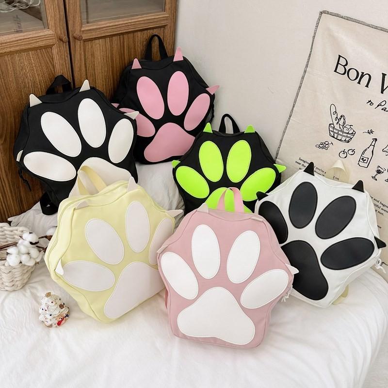Adorable Cat Paw Design Cartoon Student Backpack For Kids In Sweet Colors And Styles