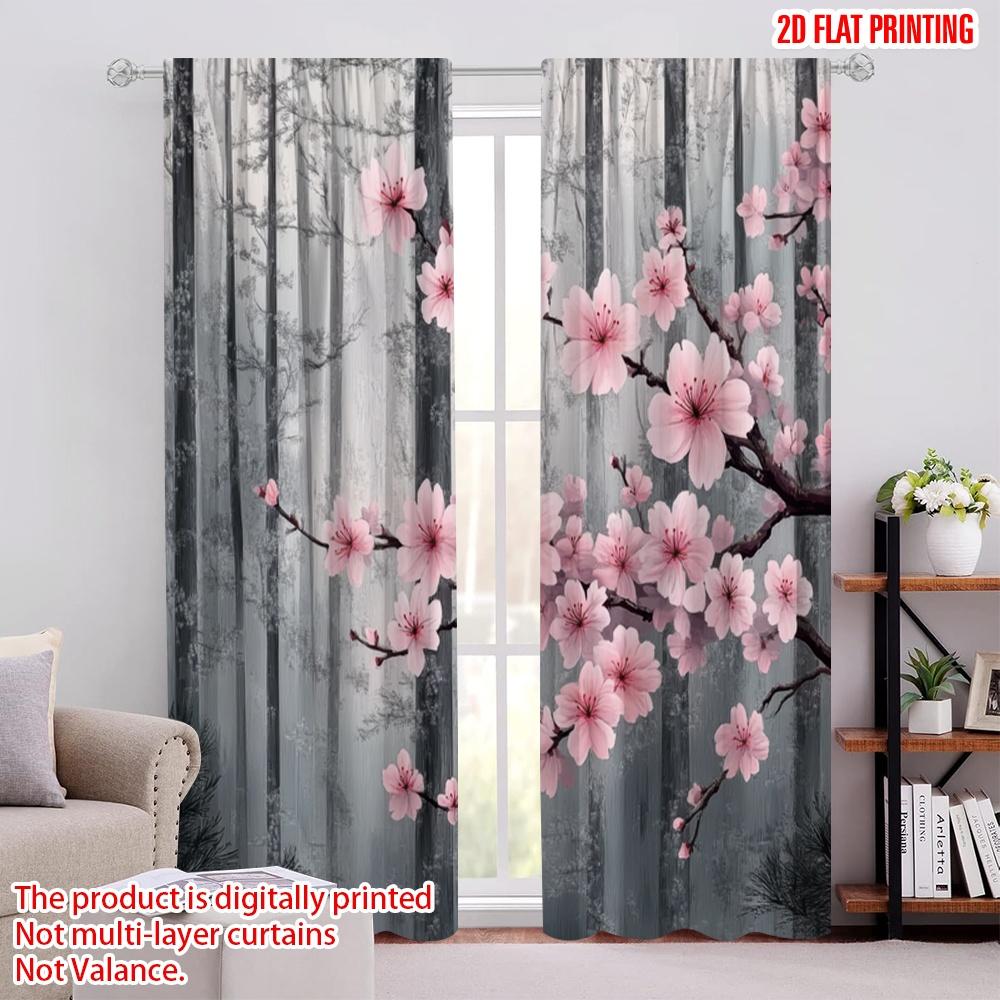 

2pcs,2D plane printing Curtain Popular Cherry Bliss Forest Polyester (without rod) Home Decor for Bedroom, Living Room 52.50 × 116.00 cm 2 pcs