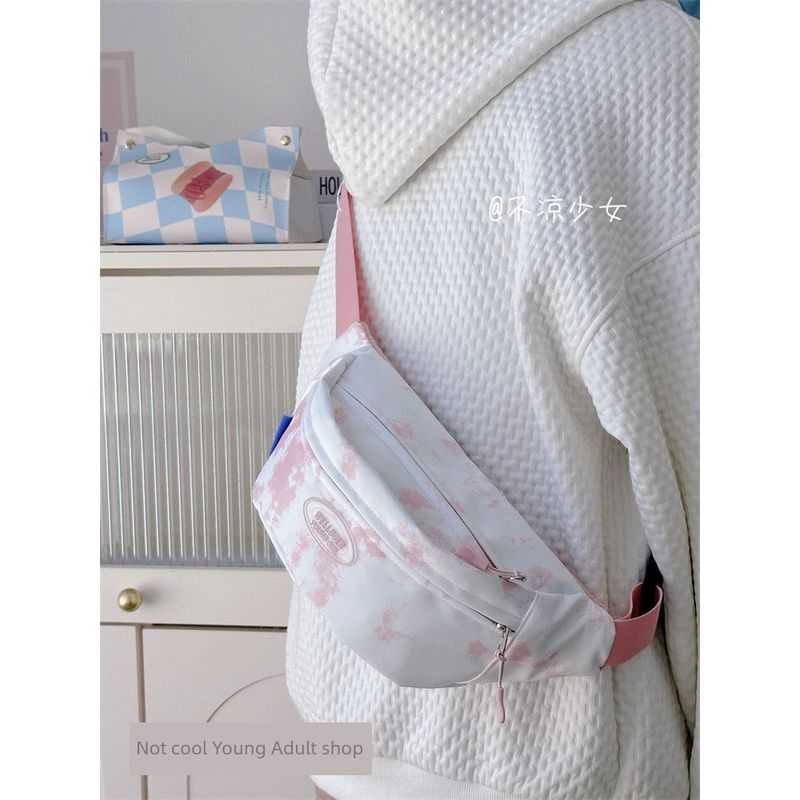 

Mori Style Tie-Dye Niche Style Crossbody Ins Young Adult Waist Bag Pink