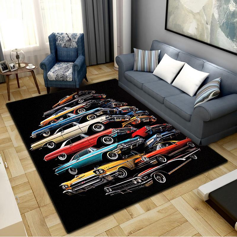 Vintage Car Carpet Rug for Living Room Bedroom Home Sofa Decoration,Kids Play Non-slip Floor Mat