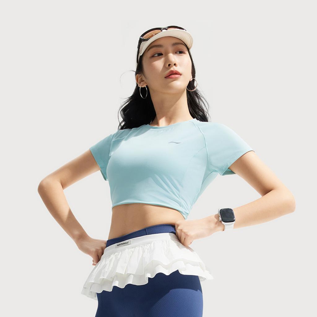 Li Ning T Shirt Women's Light Ice Blue ATSV594-1