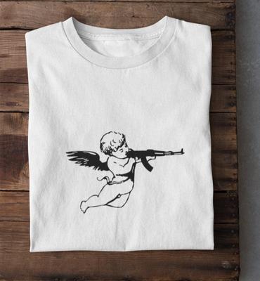 26 Angel T-Shirt - Machine Gun Baby Angel Tumblr Cherub Shirt  Unisex Tee Unisex T-Shirt