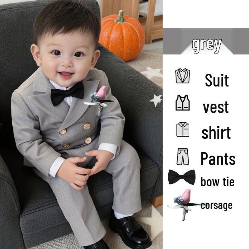 Jungen Anzug Frühling/Herbst: Erste Geburtstagsfeier Baby Formelle Kleidung, Britischer Stil Pageboy, Hochzeitsgast, Aufführungskostüm