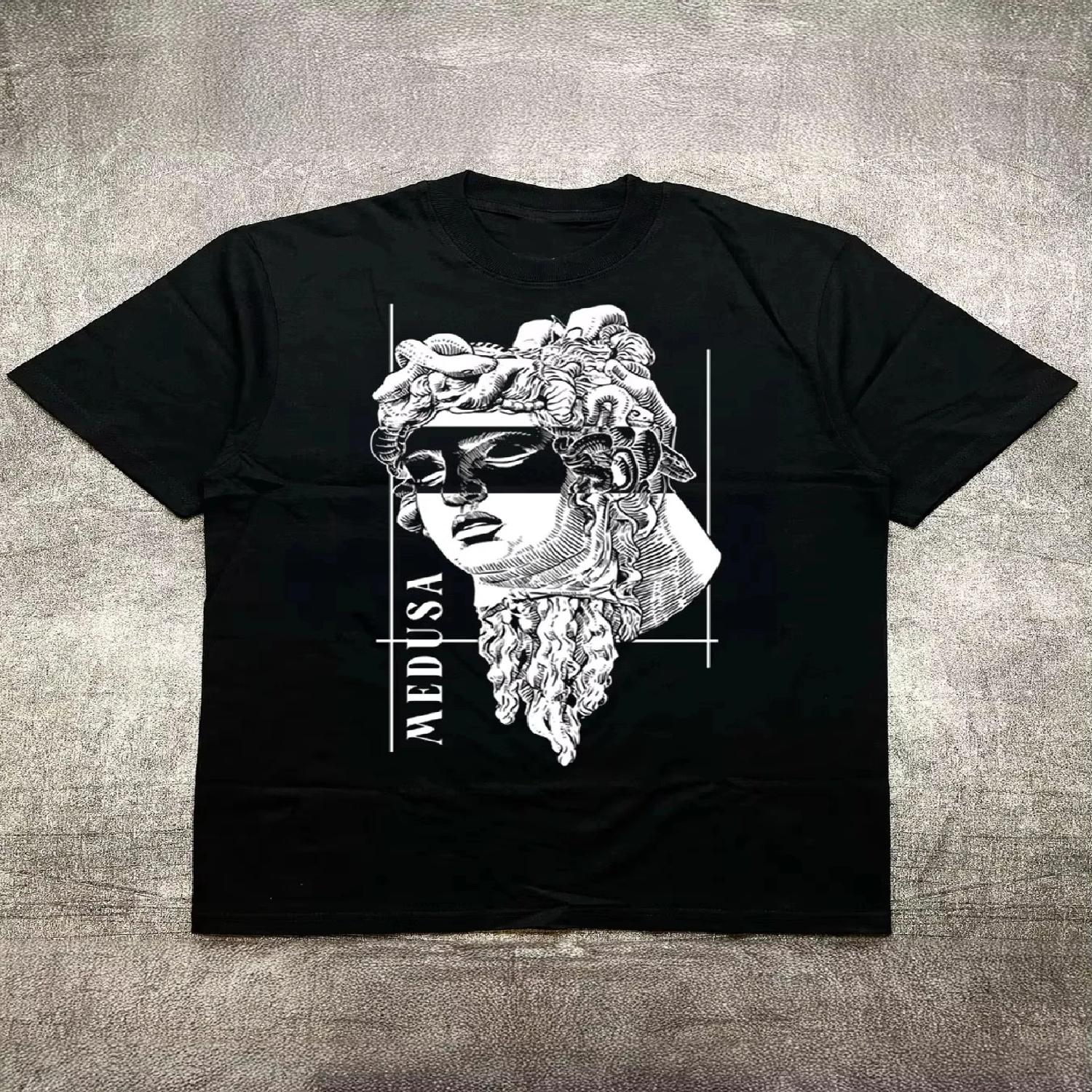

Summer clothes Medusa Classic Pattern Design Printed Kids Tshirt Comfort Cotton Round Neck Short Sleeve Children s Clothing Tops S чёрный