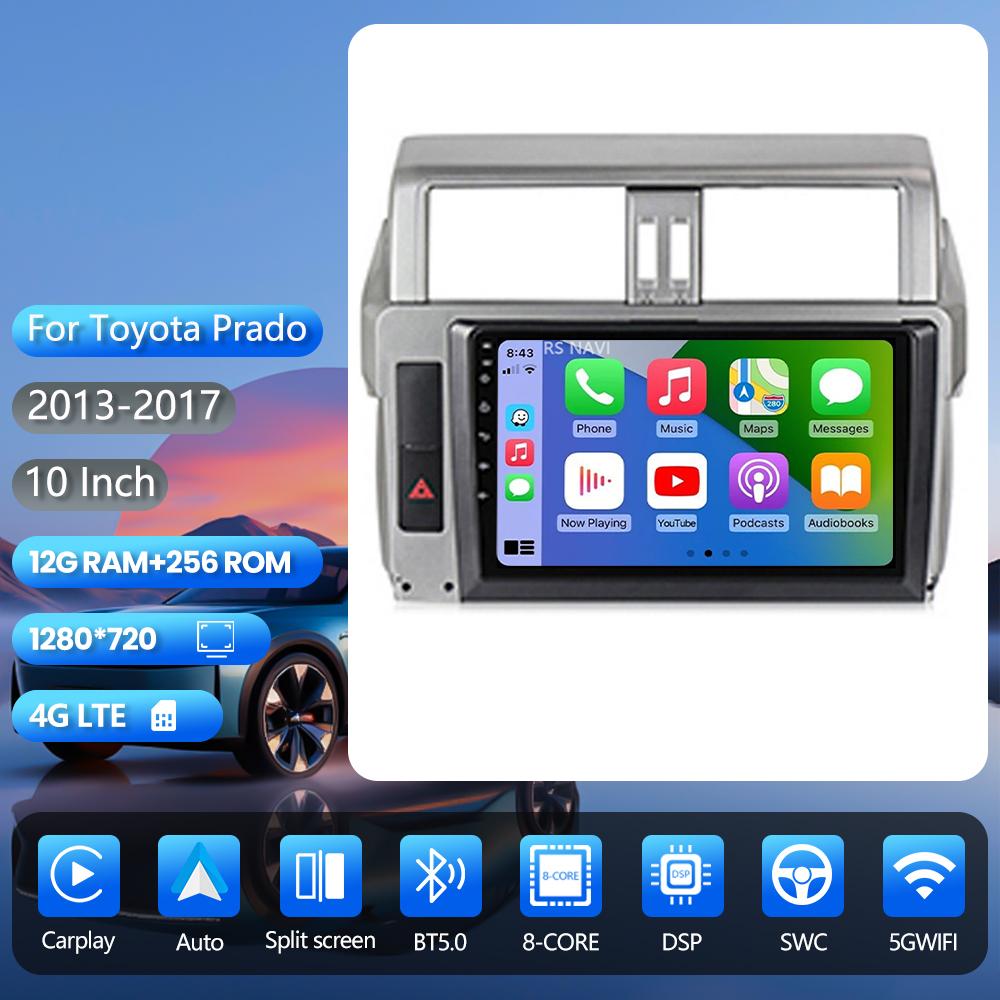 Android 16 for Toyota Prado 150 2013 - 2017 Carplay Car Radio Car Multimedia Player DSP Car Stereo 360° Camera QLED Screen