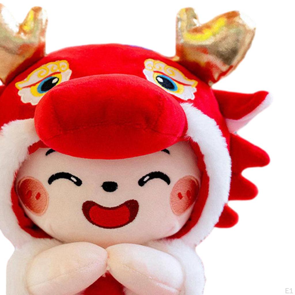 23cm Cartoon Chinese Dragon Pillow Stuffed Animal Toy Chair Cute Spring Festival Decoration