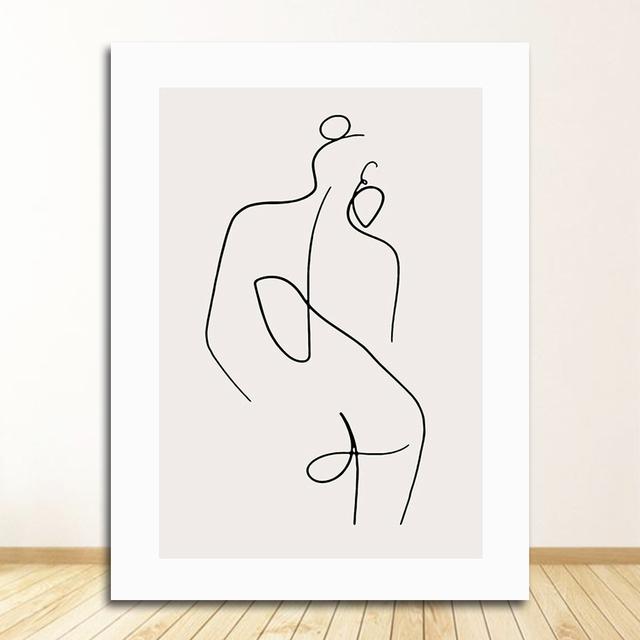 

Декоративные картины для гостиной, домашнего декора, скандинавская абстрактная линия, холст, картина, принт, женское тело, поцелуй, настенное искусство 21cm×30cm NoFrame