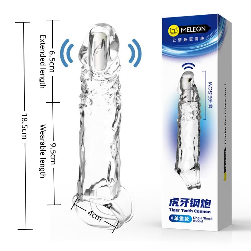 MELEON Penis Extension Sleeve Vibrator Extender Reusable Condoms Soft Delay Ejaculation Dick Sleeve Adult Sex Toys for Men