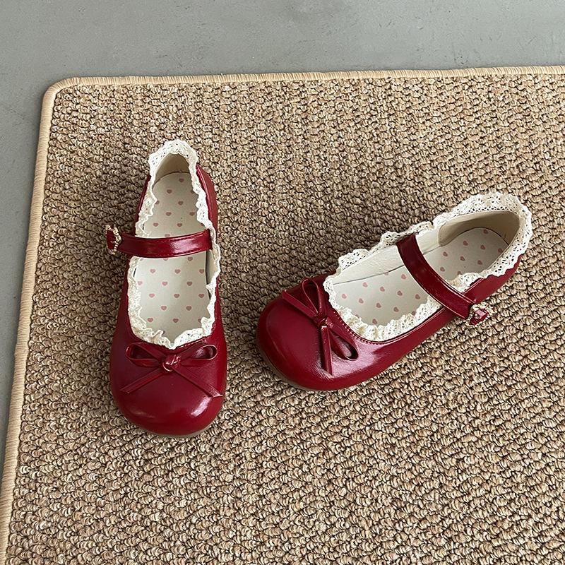 Fashion Women's Fashion Single Shoes Spring Autumn New Round Head Shallow Mouth Butterfly Knot Metal Buckle Soft Sole Non-slip Flat Shoe