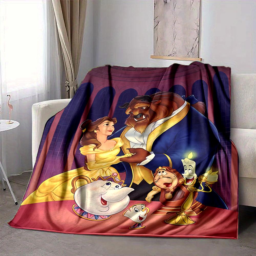 1Pc Beauty Beast Blanket Soft And Comfortable Casual Warm Camping Travel Christmas Halloween Xmas Gift M924289