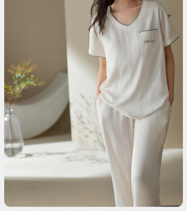 Xuan Liang Sleepwear Women's Summer Thin Ice Silk Short Sleeved Pants 2025 New Simulated Silk Large Home Furnishing Set