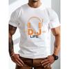 European Size Plus Size Round Neck Headset DJ LIFE Pattern Print Short Sleeve Men's T-shirt, Summer Casual Loose Sports,Breathable Comfy Men's T-shirt