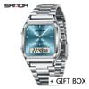 SANDA Men Watch Military Sport Quartz Digital LED Wristwatch Top Brand Luxury Stopwatch Waterproof Male Electronic Clock 747